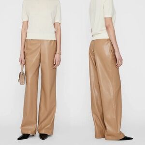 Anine Bing NEW Koa Pant Butterscotch Vegan Leather Wide Straight Leg Pant Sz S